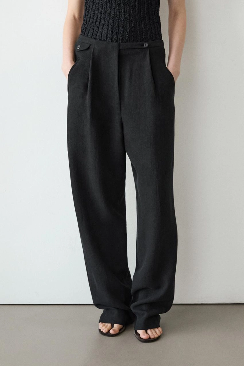 Брюки из льняной смеси с карманами