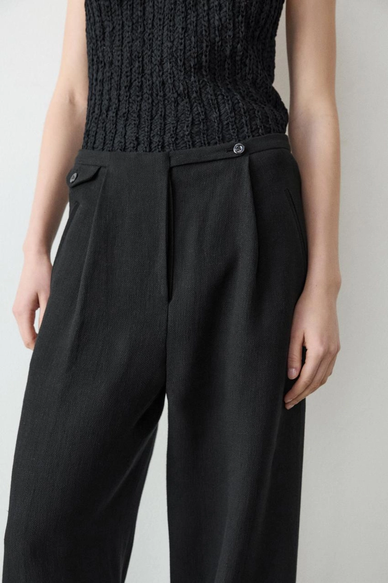 Брюки из льняной смеси с карманами