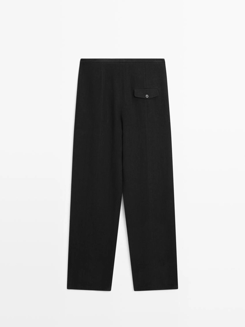 Брюки из льняной смеси с карманами