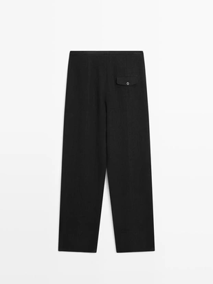 Брюки из льняной смеси с карманами- Заказать в России