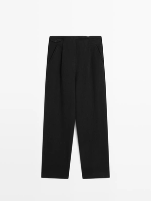 Брюки из льняной смеси с карманами- Заказать в России