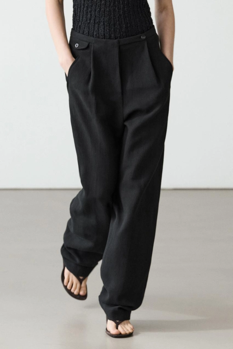 Брюки из льняной смеси с карманами