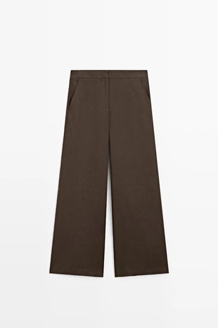 Брюки из льна с летящим фасоном- Заказать в России