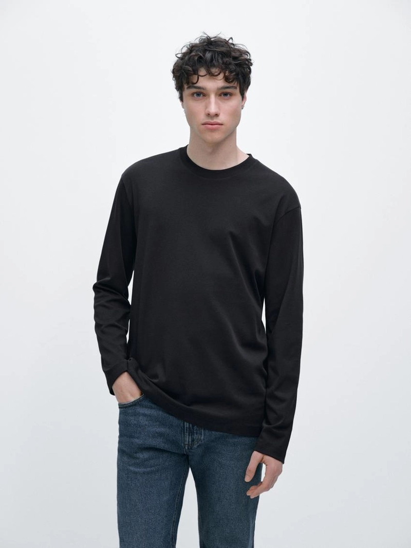 Футболка с длинным рукавом из средневесного хлопка