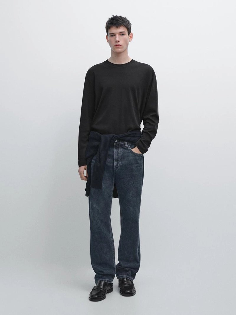 Футболка с длинным рукавом из средневесного хлопка