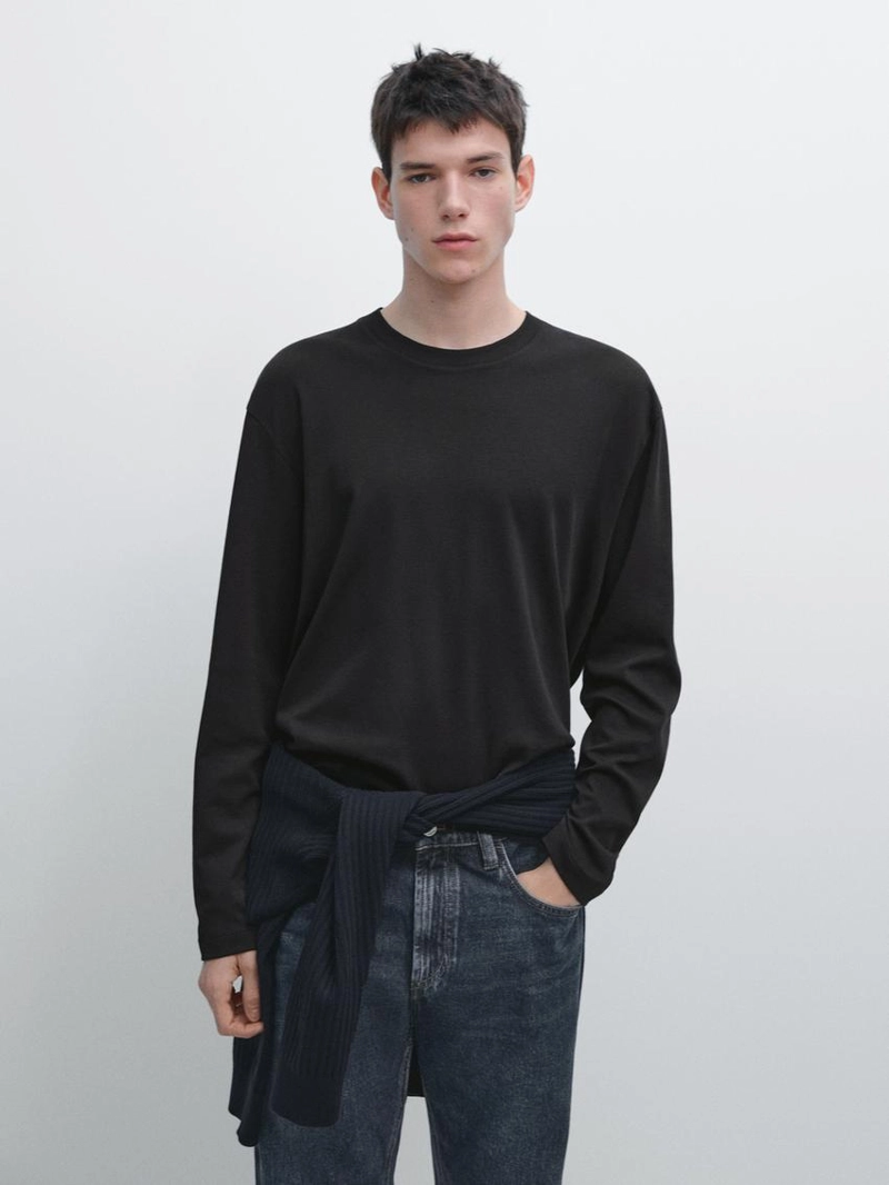 Футболка с длинным рукавом из средневесного хлопка