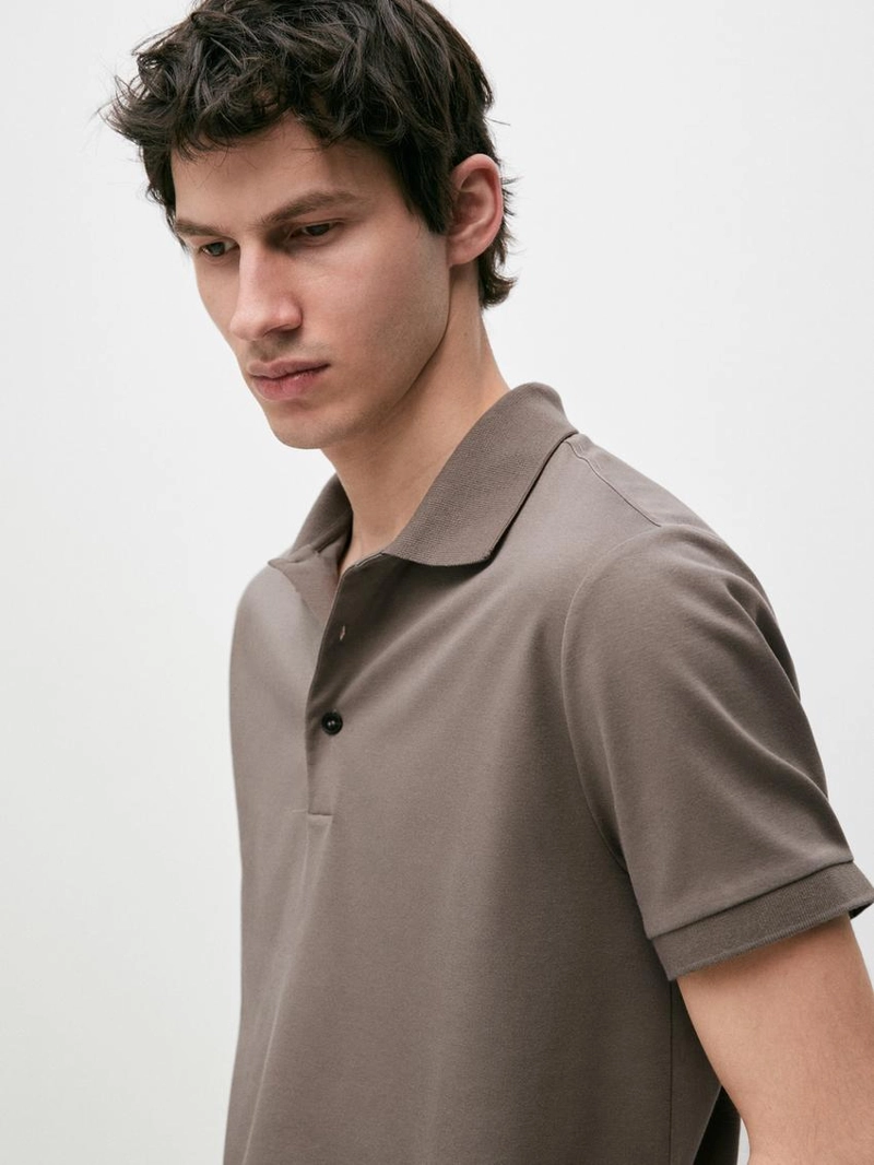 Поло с короткими рукавами из хлопкового смесового материала