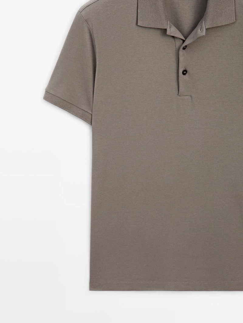 Поло с короткими рукавами из хлопкового смесового материала