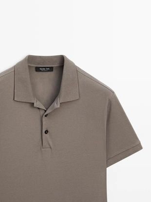 Поло с короткими рукавами из хлопкового смесового материала- Заказать в России