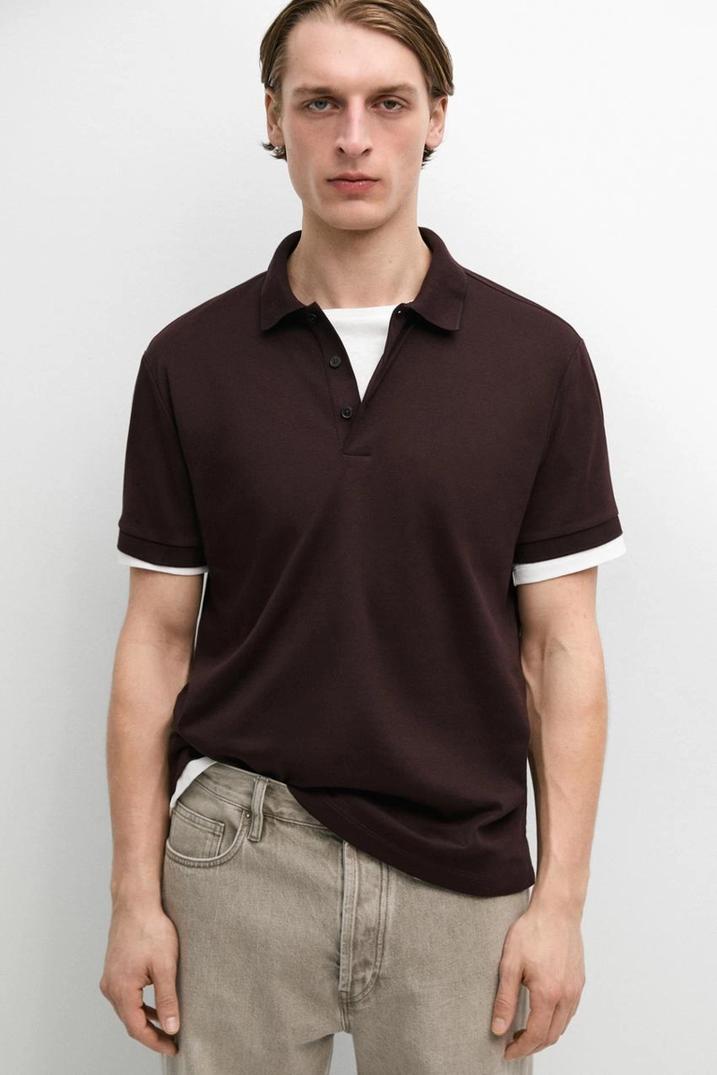Поло с коротким рукавом из хлопково-синтетической смеси