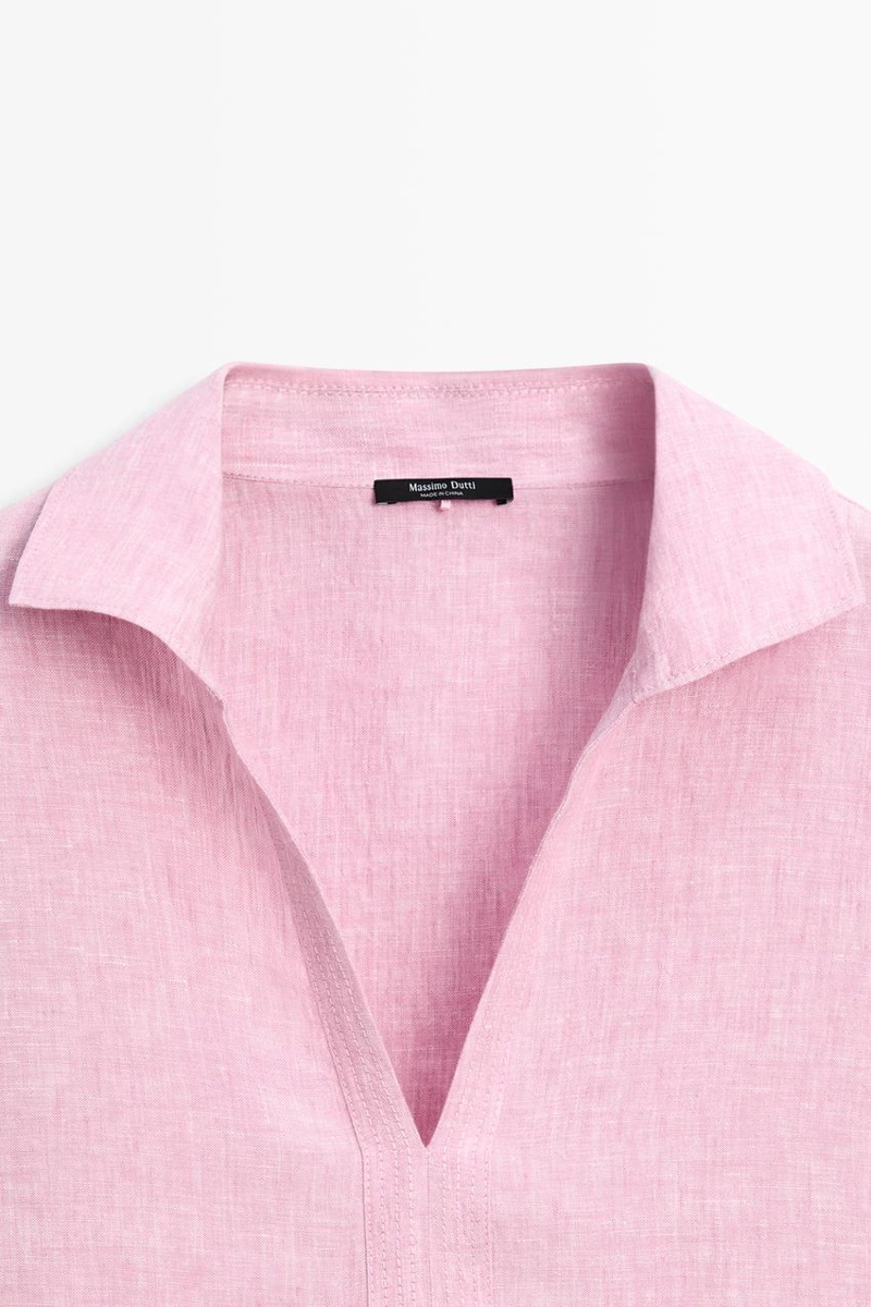 Блузка с воротником с лацканами из 100% льна