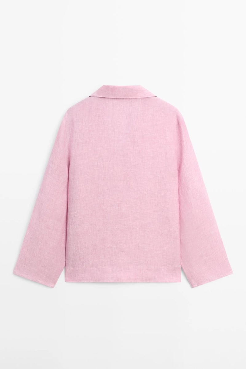 Блузка с воротником с лацканами из 100% льна