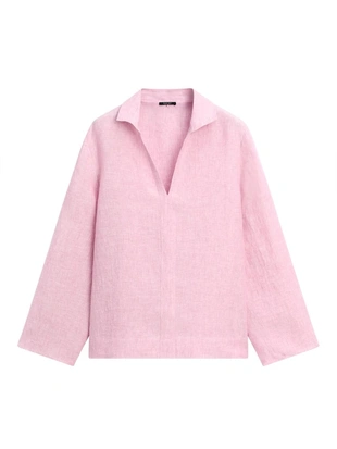 Блузка с воротником с лацканами из 100% льна- Заказать в России