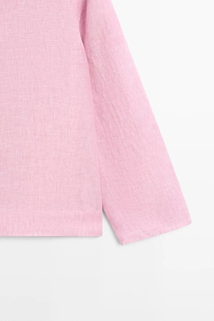 Блузка с воротником с лацканами из 100% льна- Заказать в России