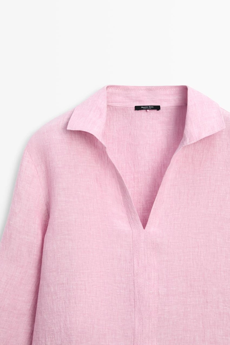 Блузка с воротником с лацканами из 100% льна