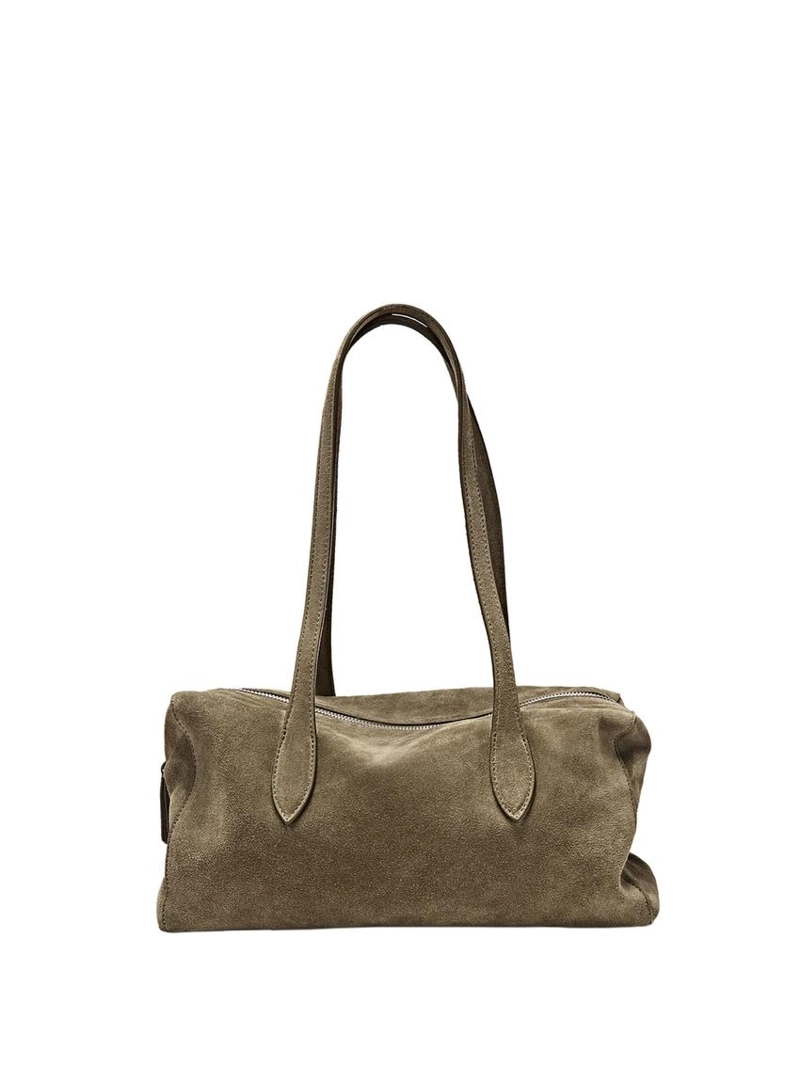 Сумка-сатчел из замши коричневая massimo dutti