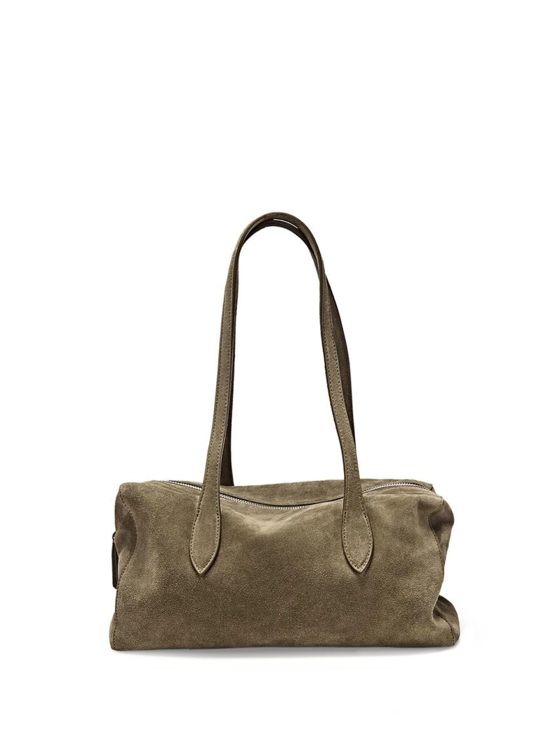 Сумка-сатчел из замши коричневая massimo dutti