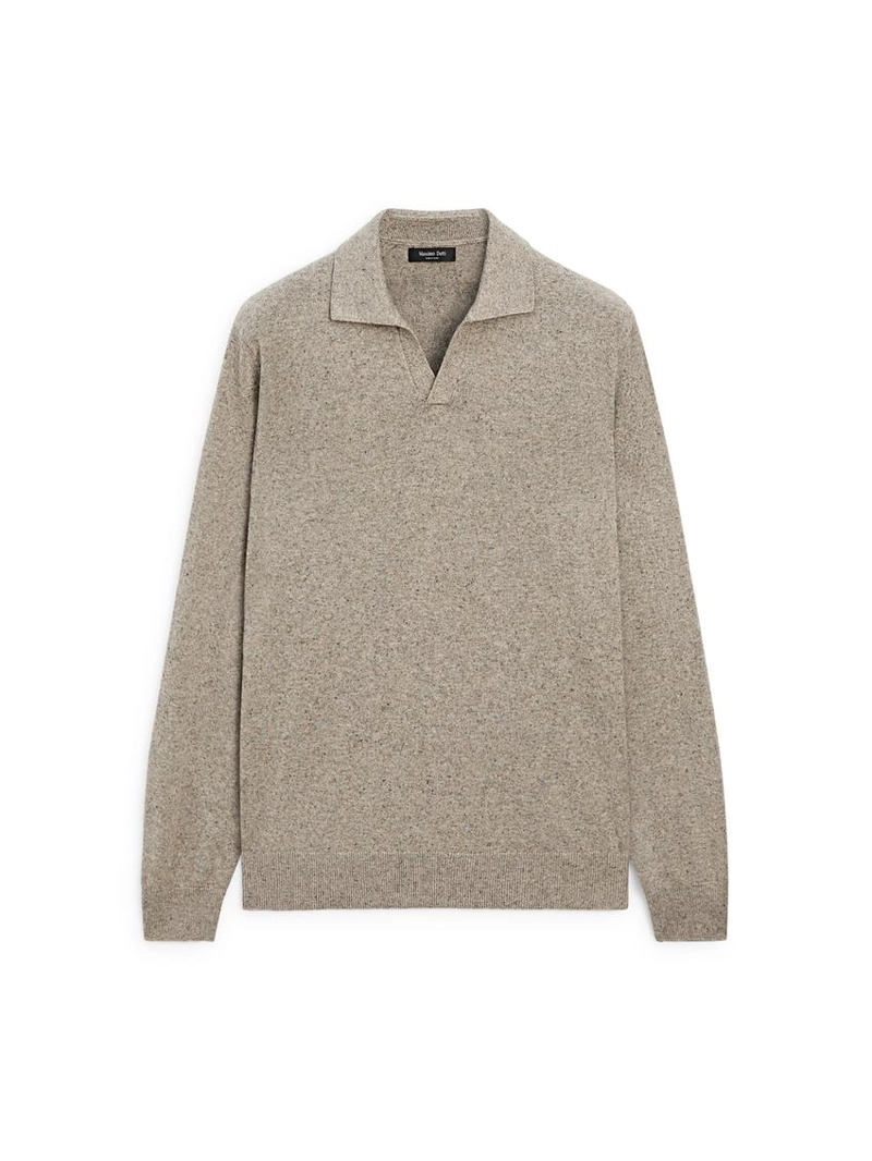 Свитер с воротником-поло из хлопкового смесового трикотажа