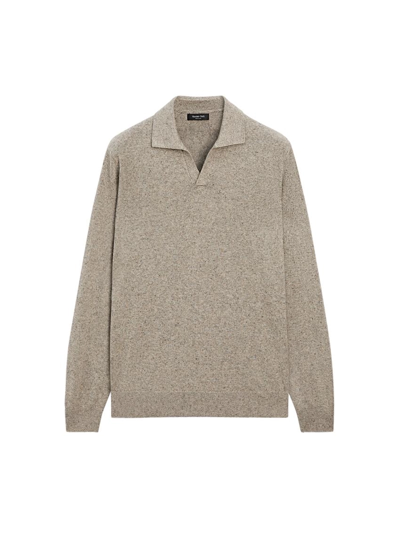 Свитер с воротником-поло из хлопкового смесового трикотажа