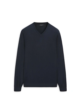 Свитер из хлопкового смесового трикотажа с v-образным вырезом- Заказать в России