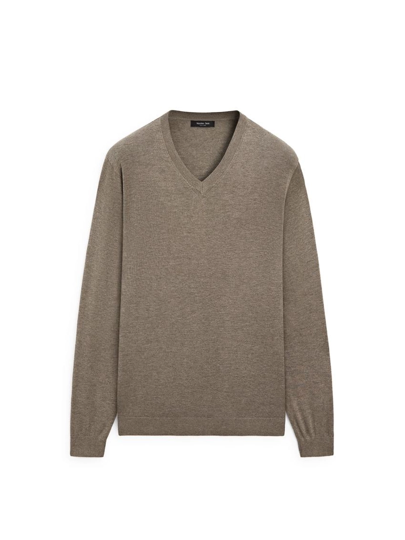 Свитер из хлопковой смеси с v-образным вырезом