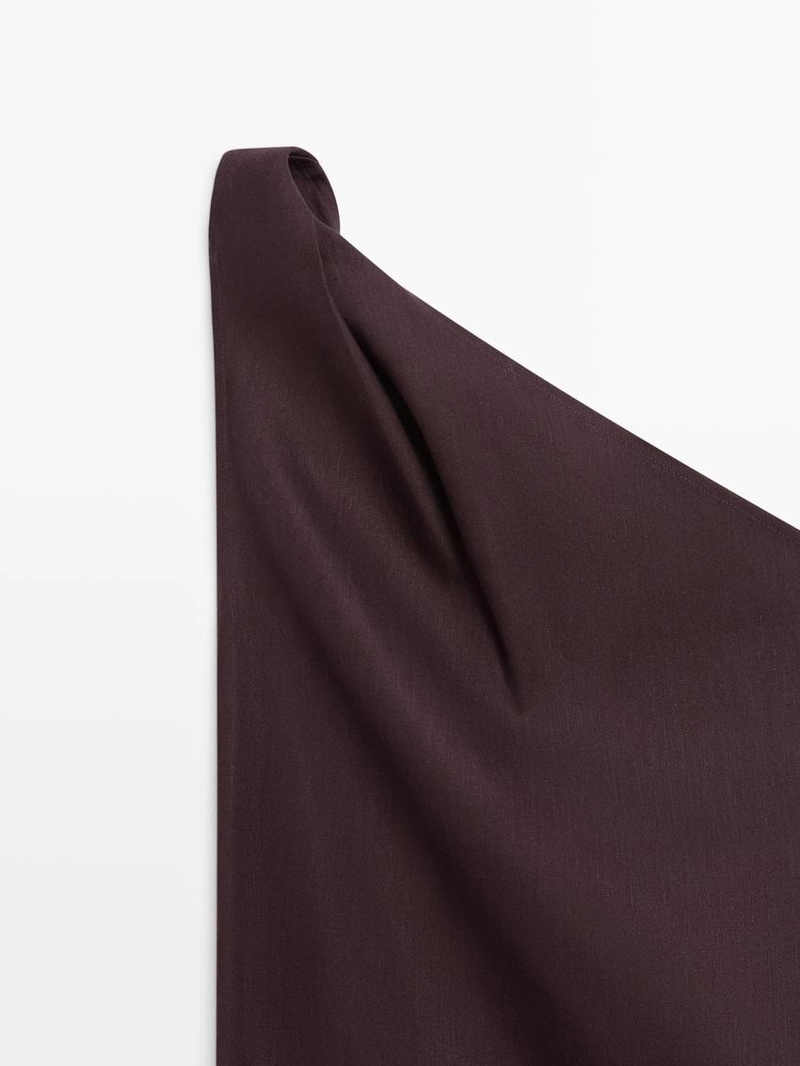 Платье из льняной смеси с асимметрией