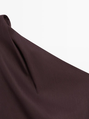 Платье из льняной смеси с асимметрией- Заказать в России