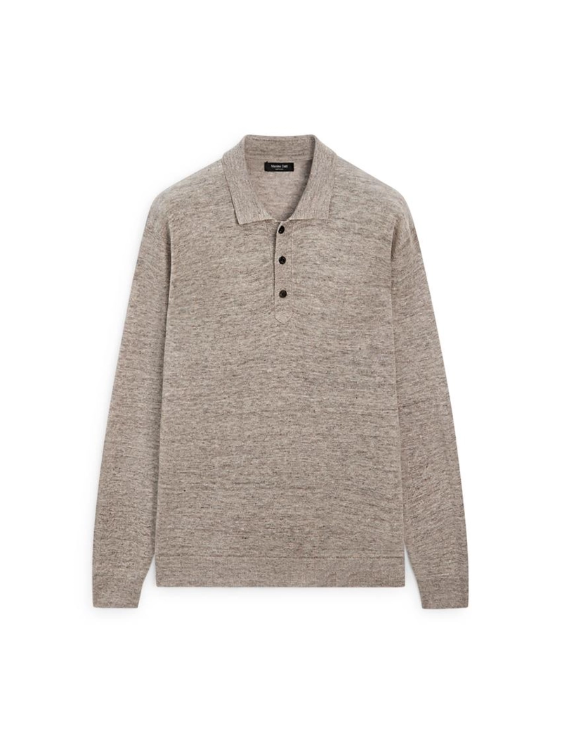 Вязанный свитер с воротником поло из льна