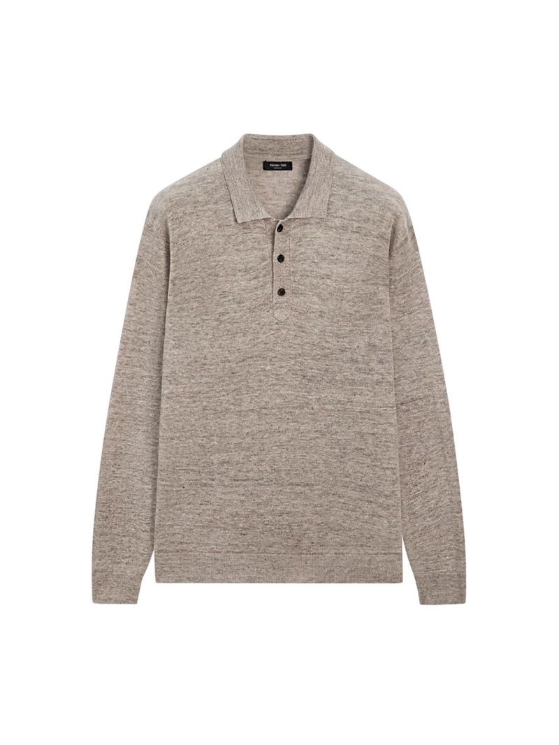 Вязанный свитер с воротником поло из льна