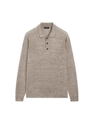 Вязанный свитер с воротником поло из льна- Заказать в России