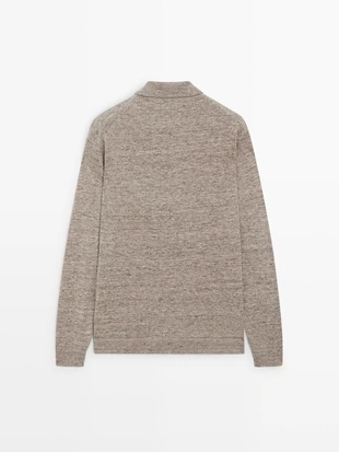 Вязанный свитер с воротником поло из льна- Заказать в России