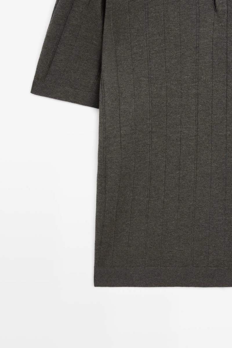 Поло из вязаного хлопково-леняного микса с короткими рукавами