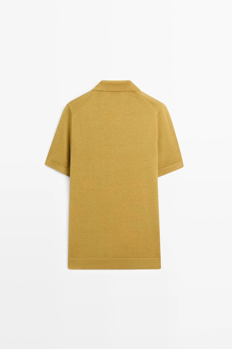 Поло из хлопка и льна с коротким рукавом