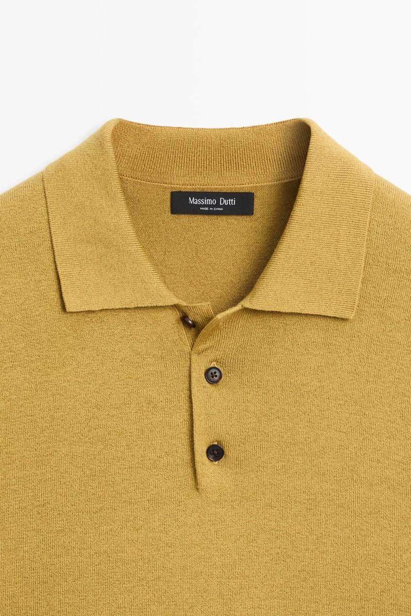 Поло из хлопка и льна с коротким рукавом