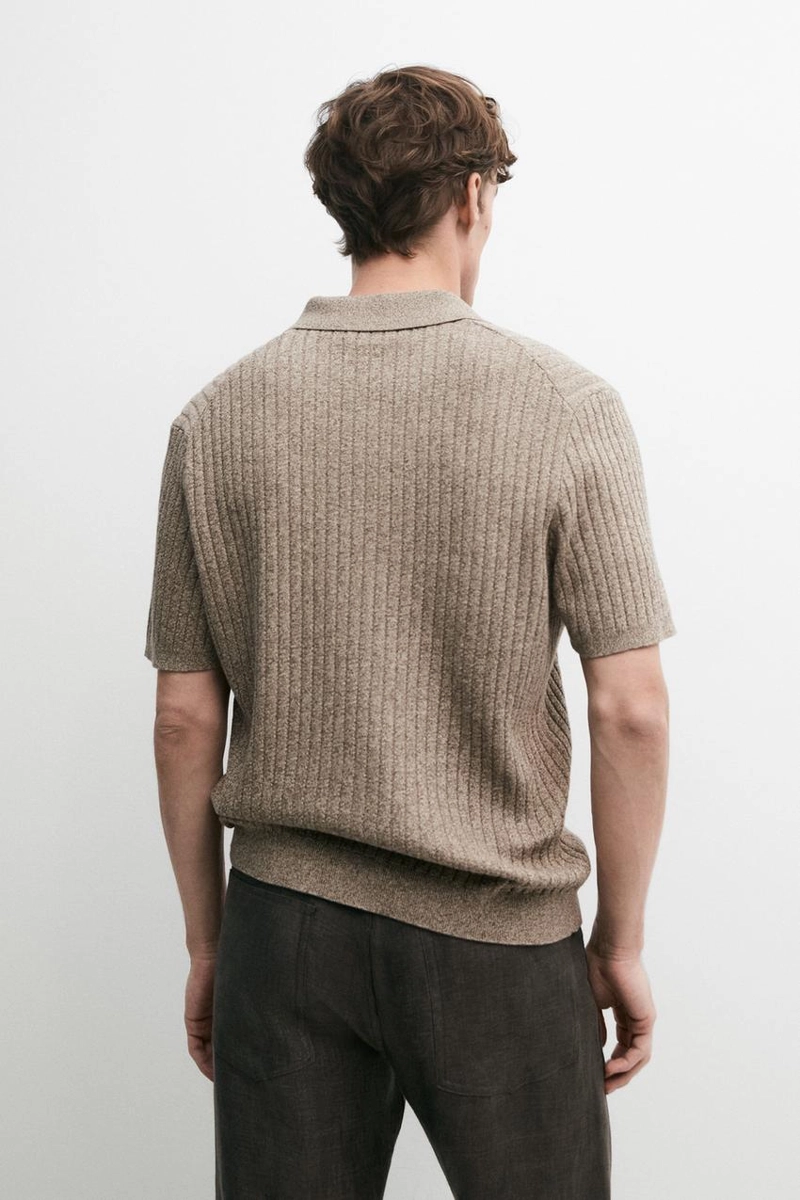 Свитер с воротником поло из хлопкового трикотажа