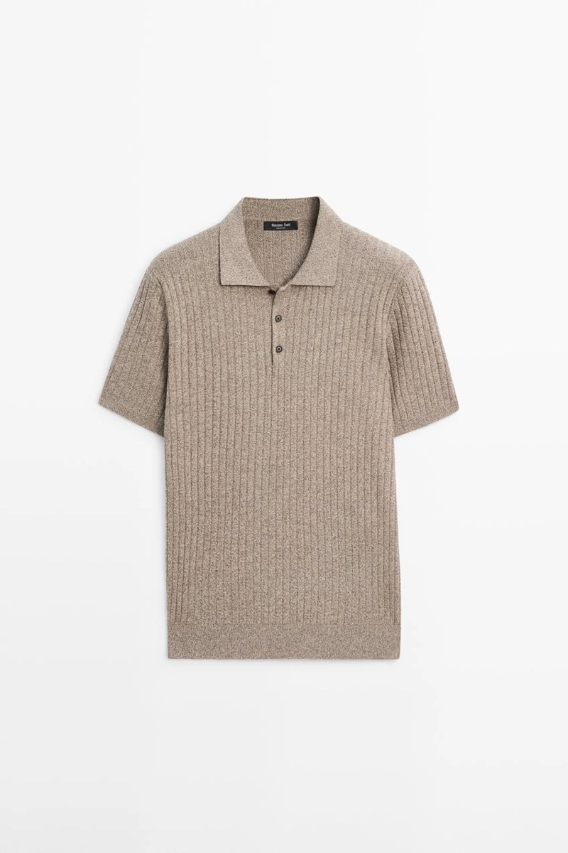 Свитер с воротником поло из хлопкового трикотажа