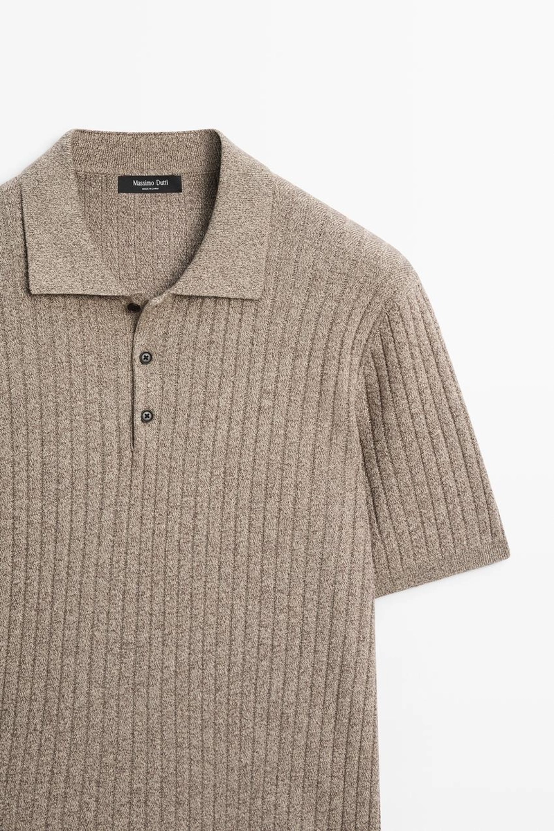 Свитер с воротником поло из хлопкового трикотажа