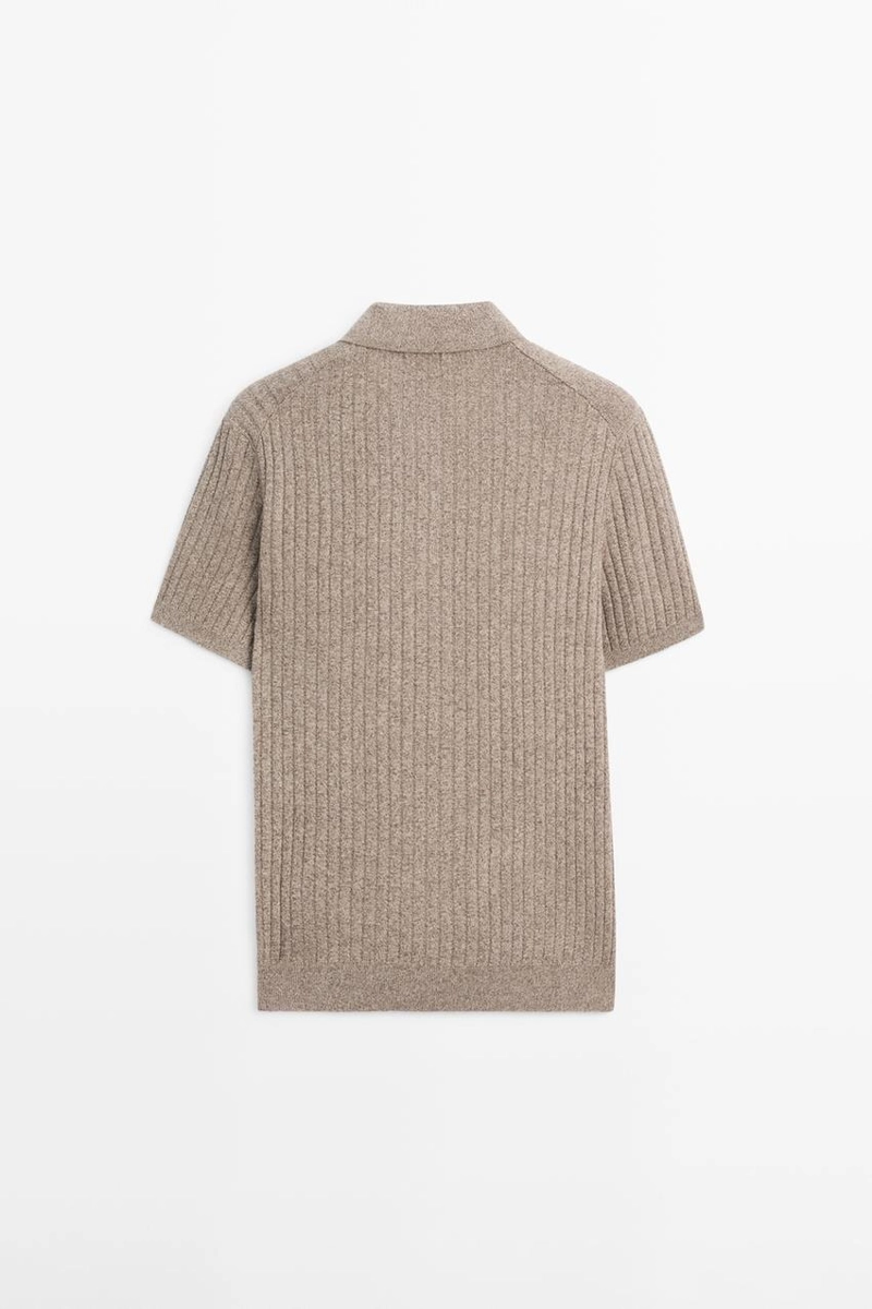 Свитер с воротником поло из хлопкового трикотажа