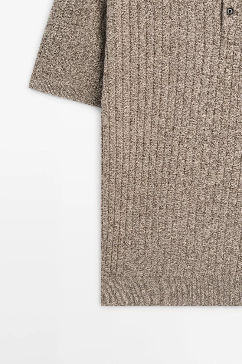 Свитер с воротником поло из хлопкового трикотажа