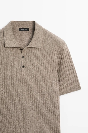 Свитер с воротником поло из хлопкового трикотажа- Заказать в России