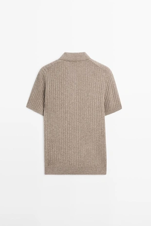 Свитер с воротником поло из хлопкового трикотажа- Заказать в России