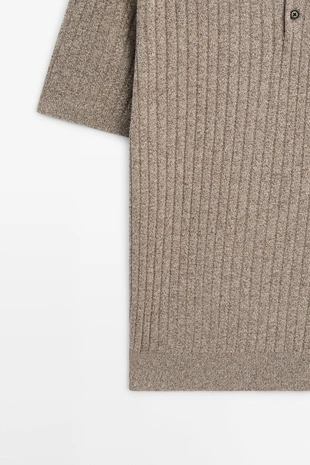 Свитер с воротником поло из хлопкового трикотажа- Заказать в России