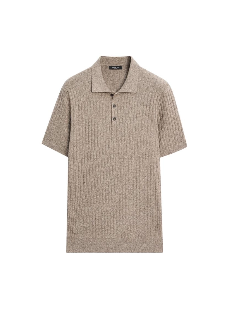 Свитер с воротником поло из хлопкового трикотажа