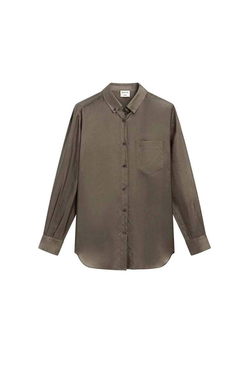 Рубашка из текучего атласа с карманом - studio
