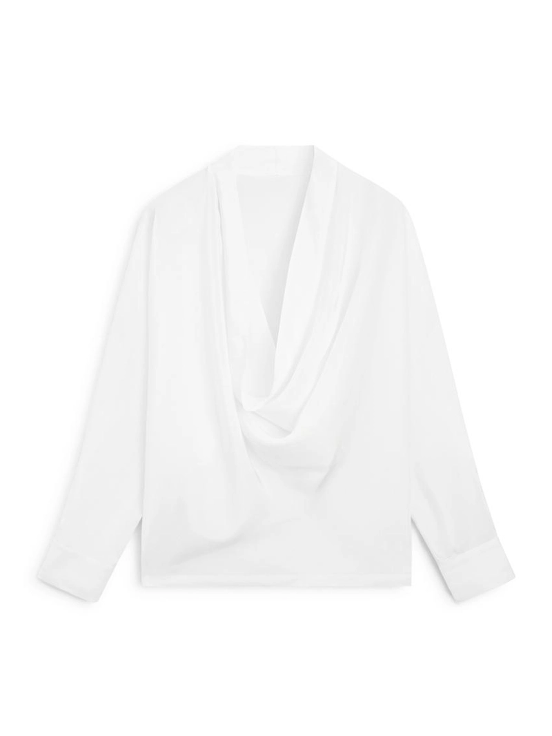 Рубашка с рукавами и драпировкой на воротнике