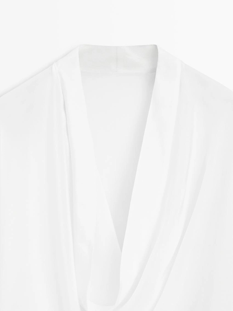 Рубашка с рукавами и драпировкой на воротнике