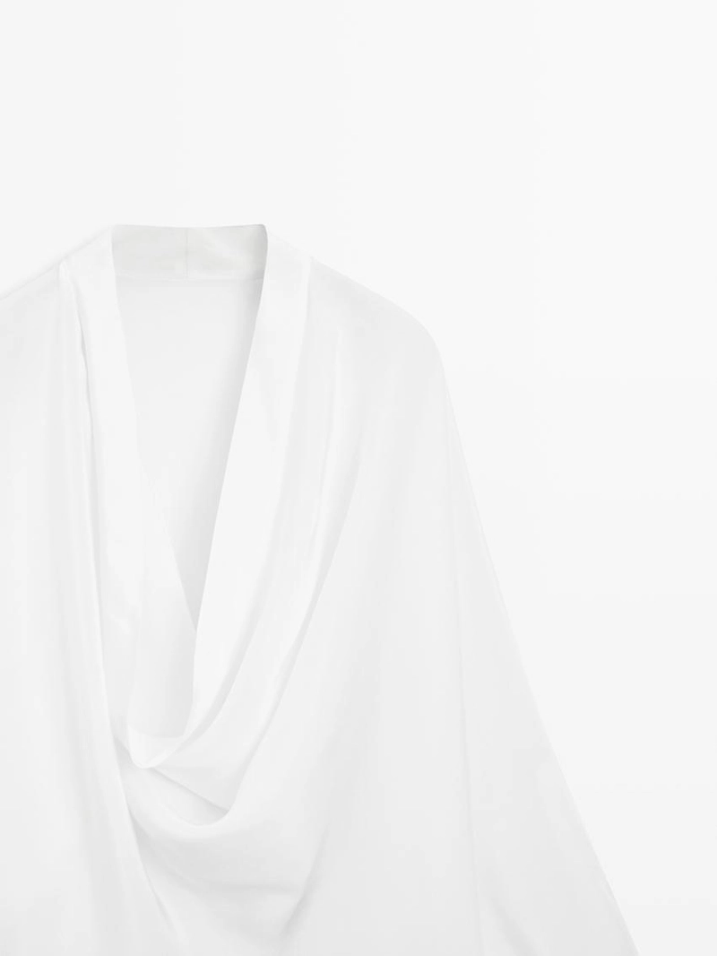 Рубашка с рукавами и драпировкой на воротнике