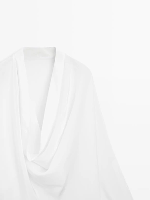 Рубашка с рукавами и драпировкой на воротнике- Заказать в России