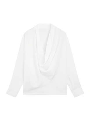 Рубашка с рукавами и драпировкой на воротнике- Заказать в России