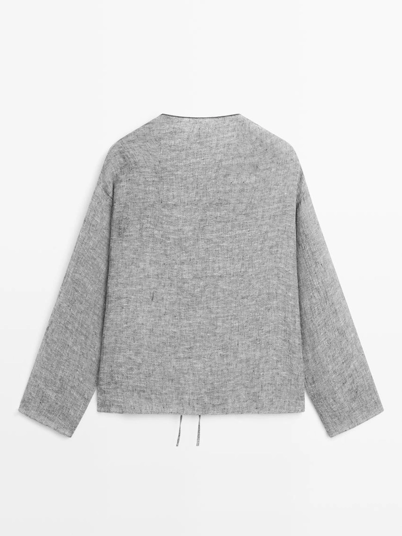 Блуза из льняной смеси с завязками